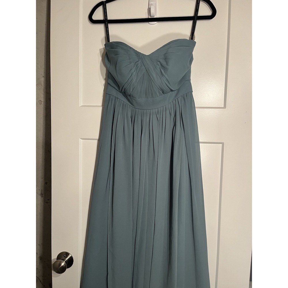 Jenny Yoo Women's Dress Size 4 Ocean Blue Sweetheart Pleated Formal Maxi Brides